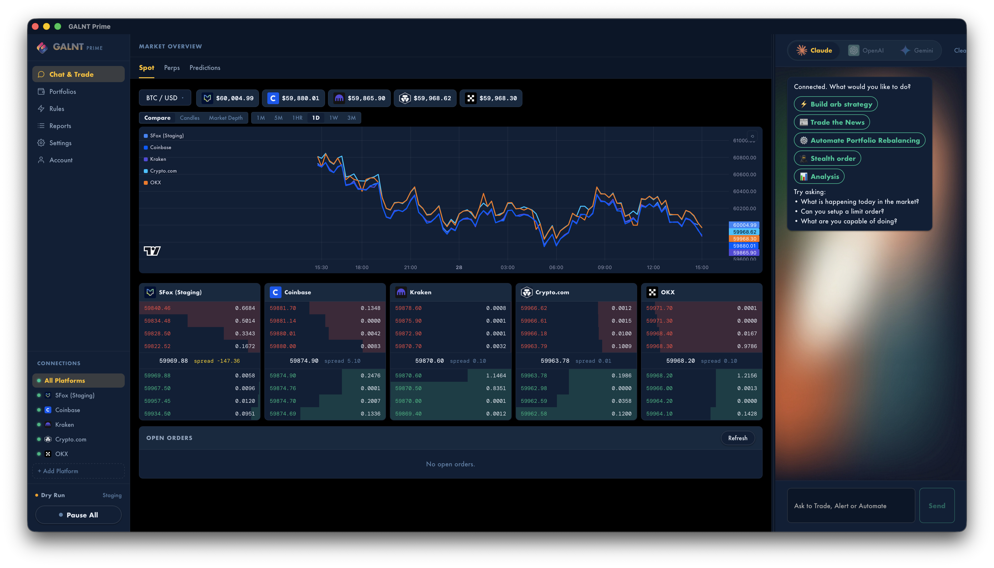 The Chat & Trade panel with quick-start chips